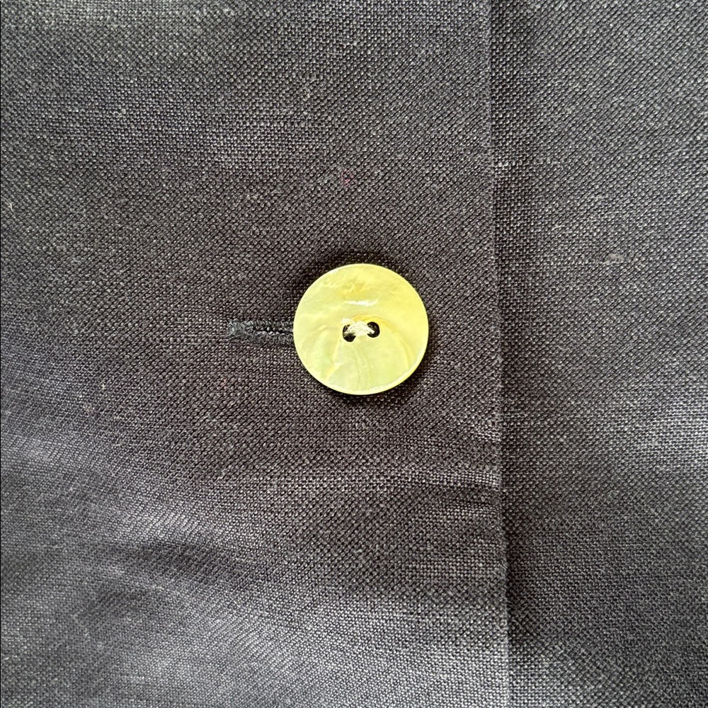 Navy Button-Front 3/4 Sleeve linen blend lined jacket. - Picture 4 of 16